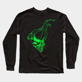 Neon Green Hair-Skull Long Sleeve T-Shirt